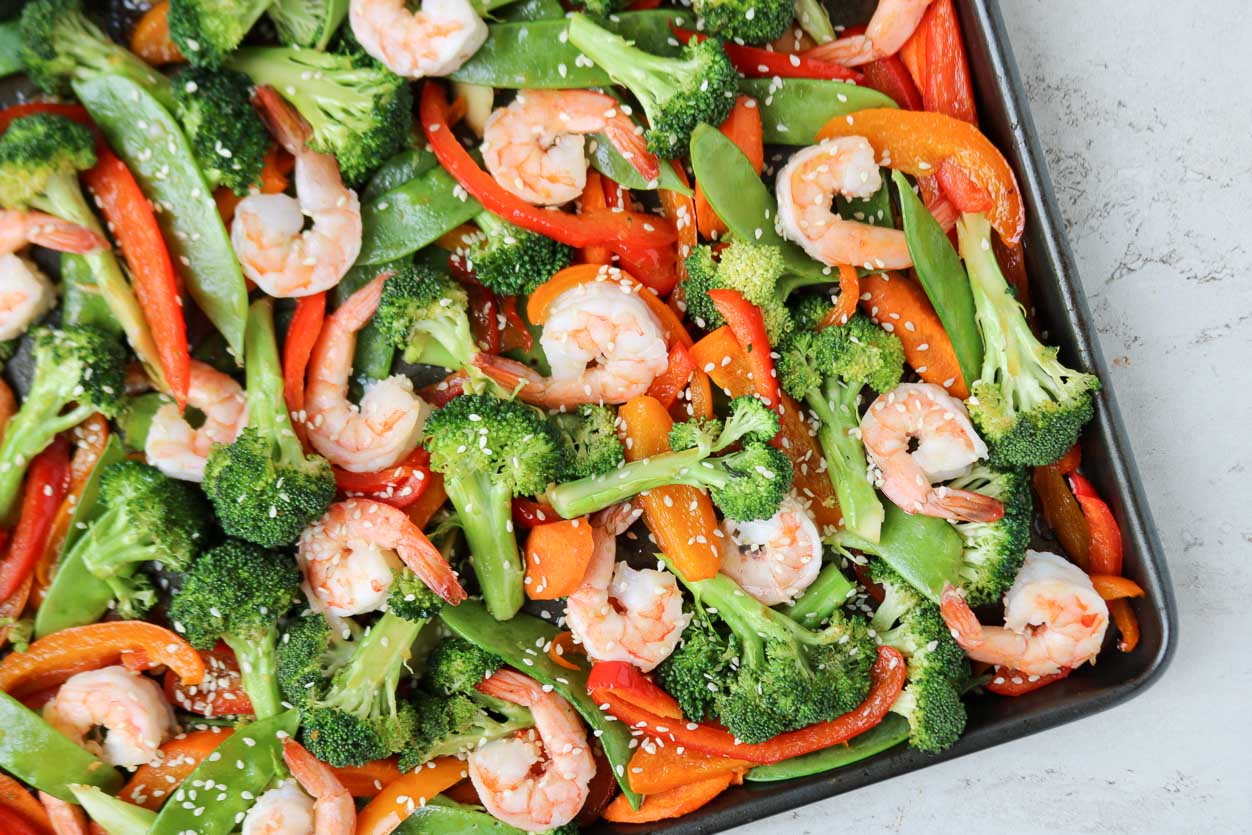 Sheet Pan Shrimp StirFry Stephanie Kay Nutrition
