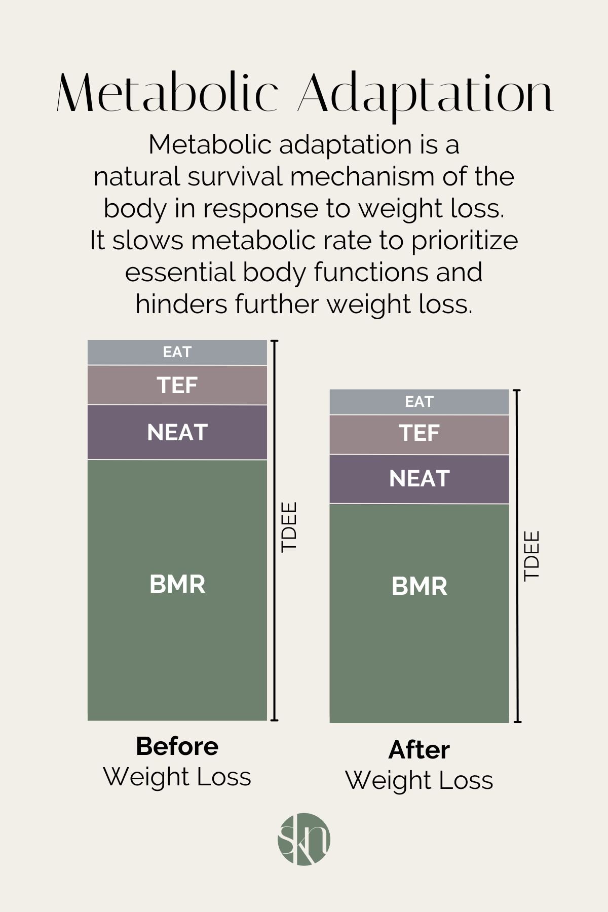 Infographic on metabolic adaptation: what is is and why it happens.