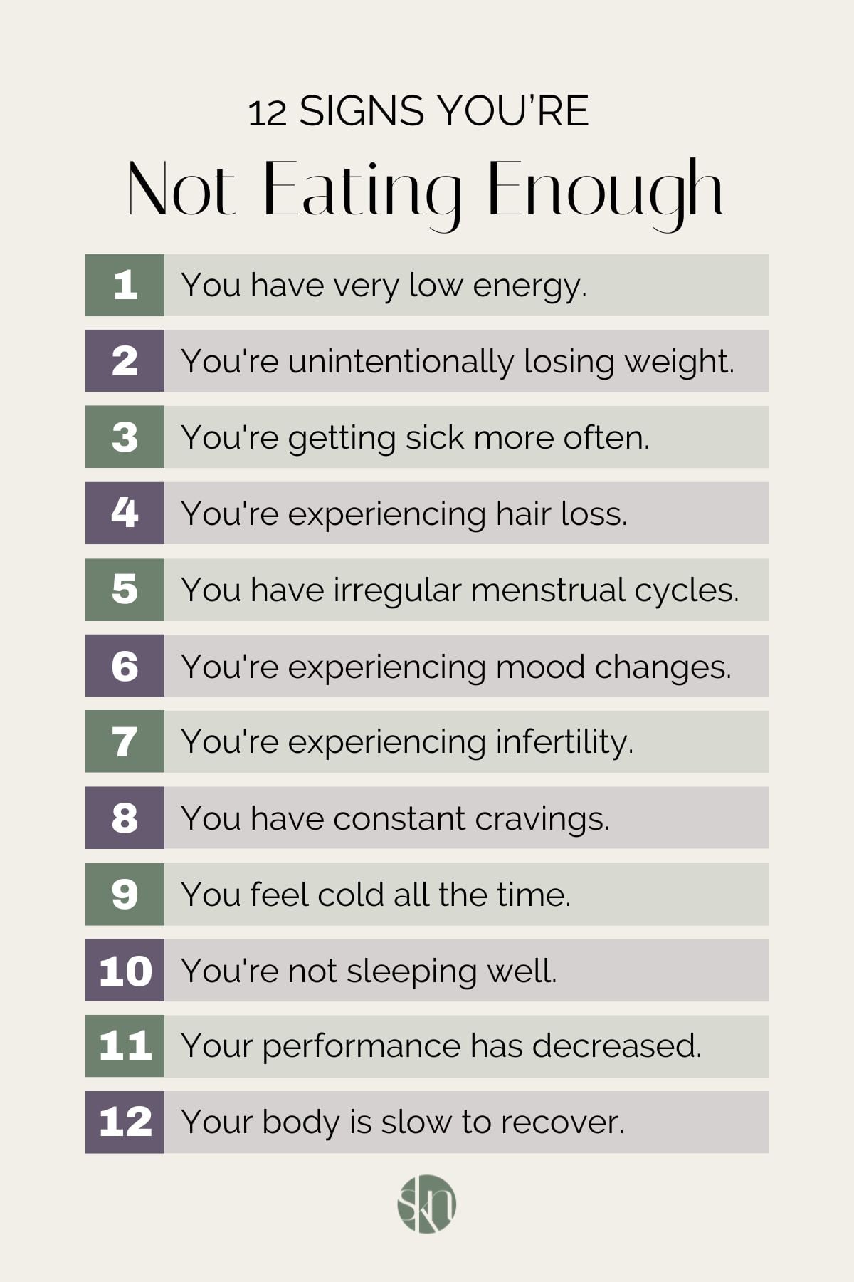 Infographic of signs you're not eating enough.